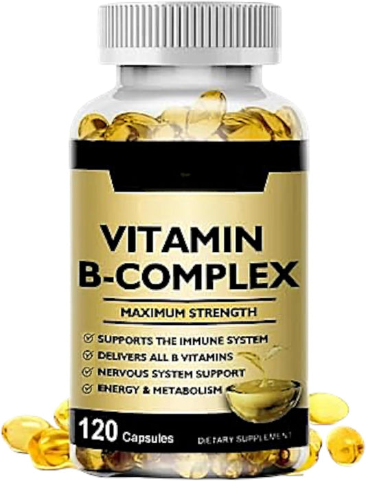 High-Potency Vitamin B-Complex with CoQ10 and Vitamin C - Energy and Metabolism Support, 120 Softgels, 60 Day Supply
