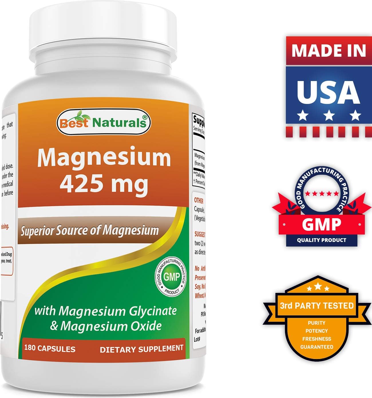 High Potency Vitamin B2 (Riboflavin) 400mg with Magnesium Glycinate 425 mg for Optimal Health