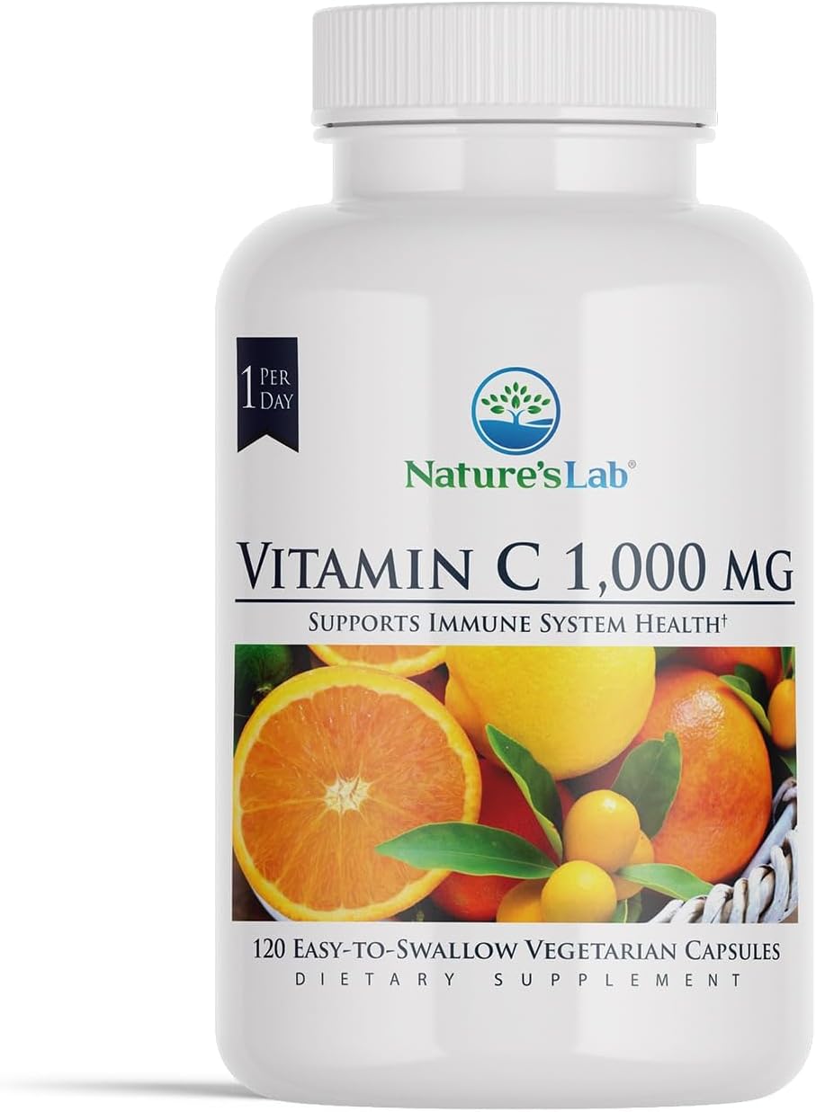 High Potency Vitamin C 1000mg Capsules for Immune System Support - 120 Count