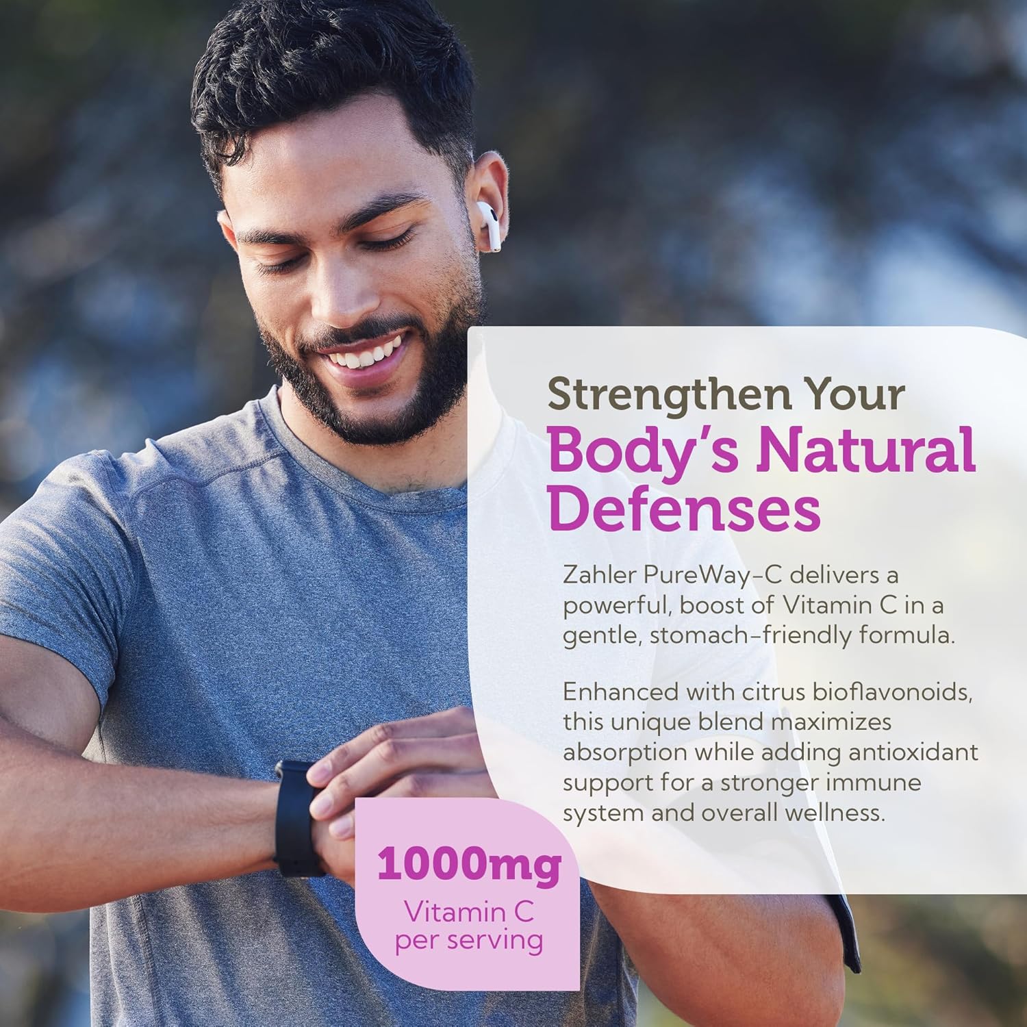 High Potency Vitamin C 1000mg Tablets with Bioflavonoids - Immune Support Supplement for Men & Women - Gentle on Stomach - Gluten Free - 180 Count