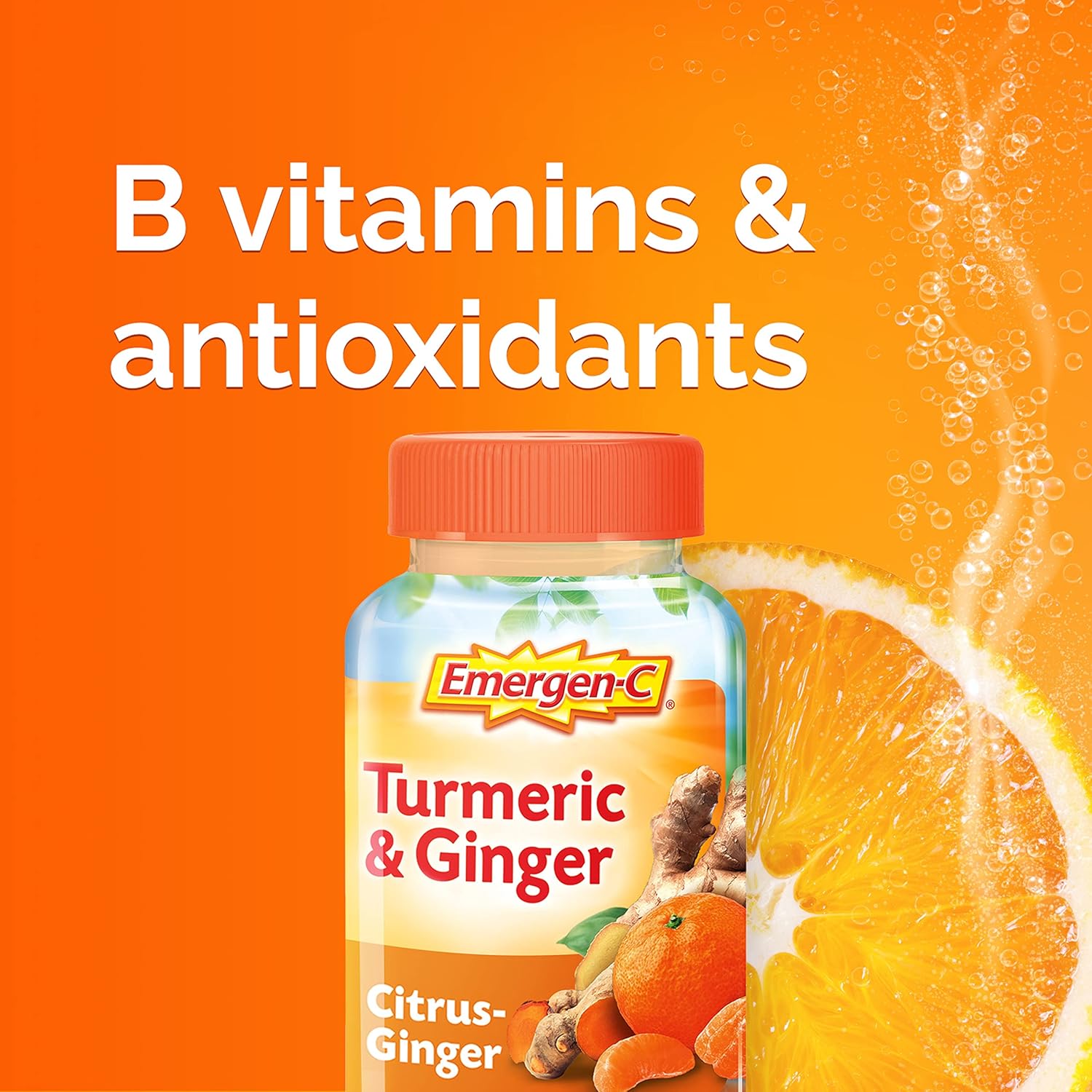 High Potency Vitamin C Gummies with Turmeric and Ginger for Immune Support - Citrus-Ginger Flavored, 36 Count