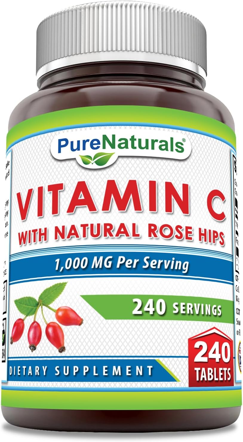 High Potency Vitamin C with Rose HIPS 1000mg | 240 Tablets | Non-GMO | Gluten Free | USA Made