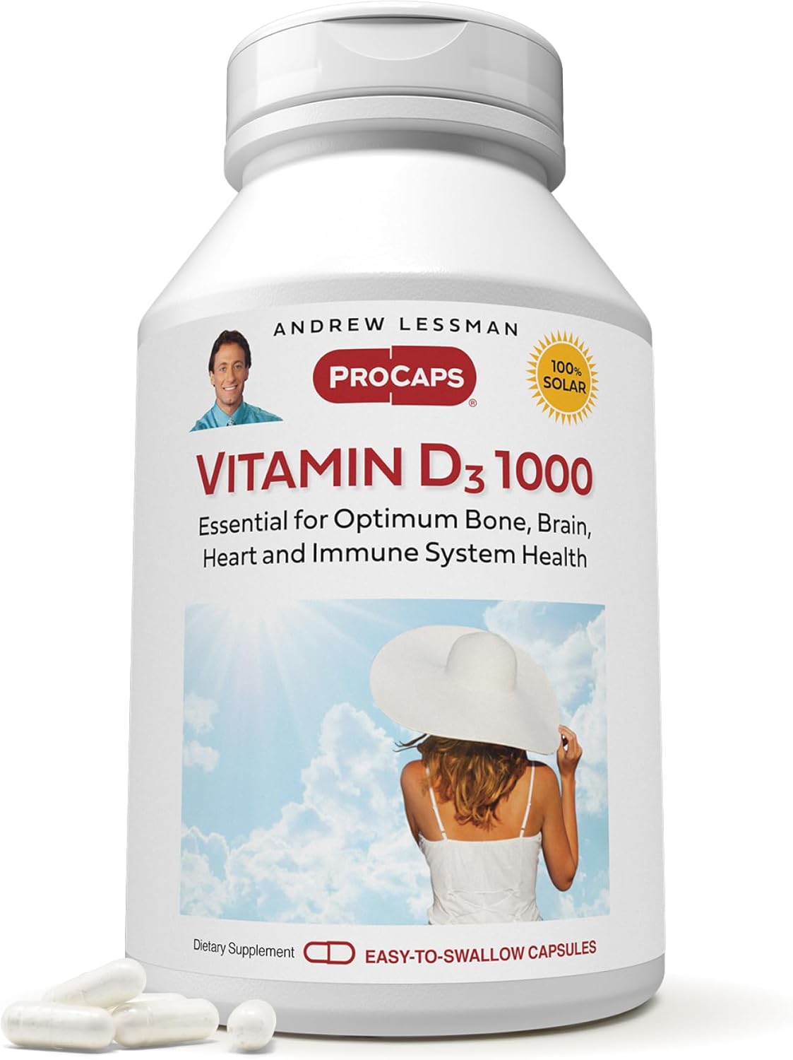 High Potency Vitamin D3 1000 IU Capsules - Supports Bone Health, Muscle Function, Immune System - Small, Easy to Swallow - 180 Count