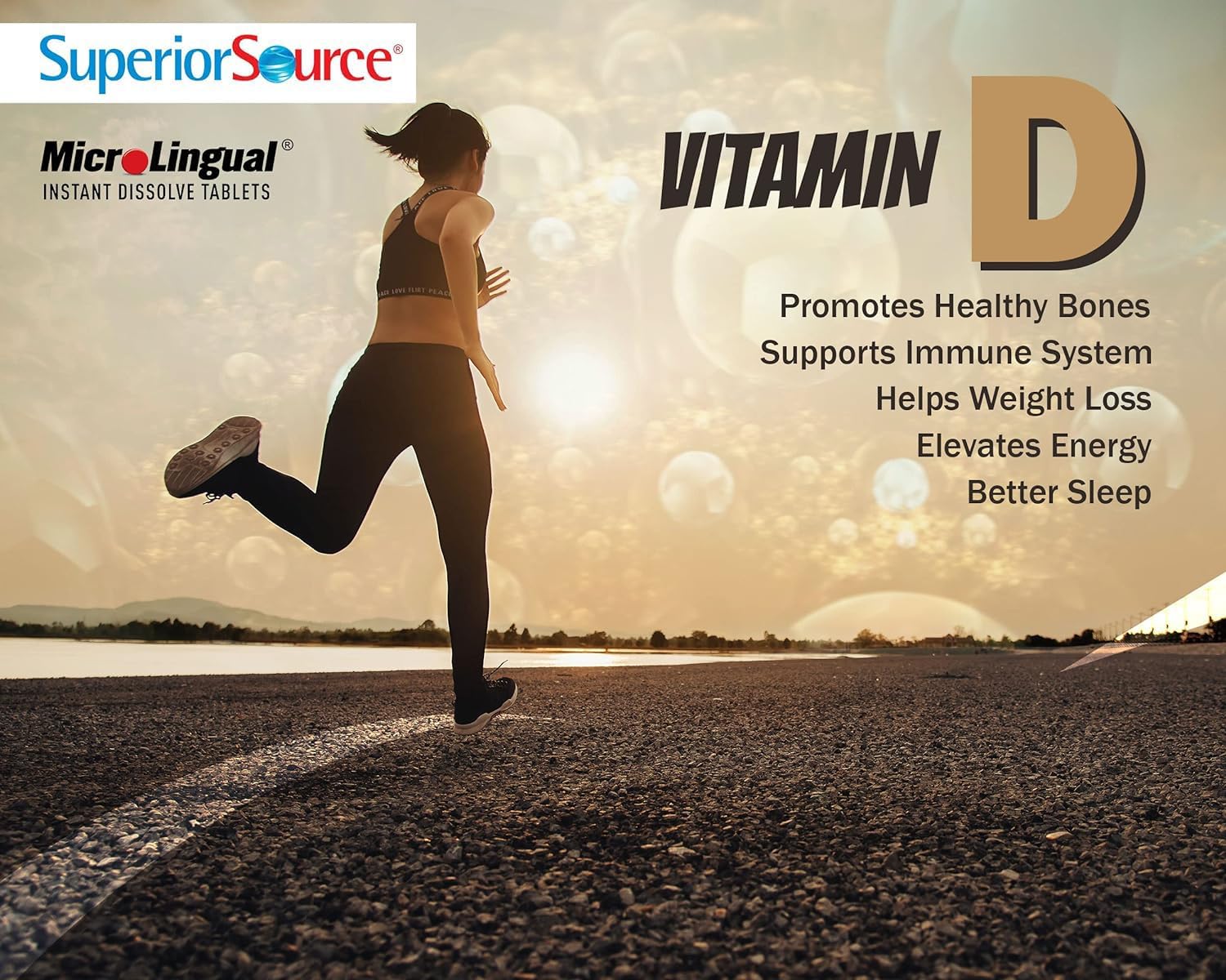 High Potency Vitamin D3 10000 IU MicroLingual Tablets - 100 Count - Supports Bone Health, Immune System, Muscle Function - Non-GMO