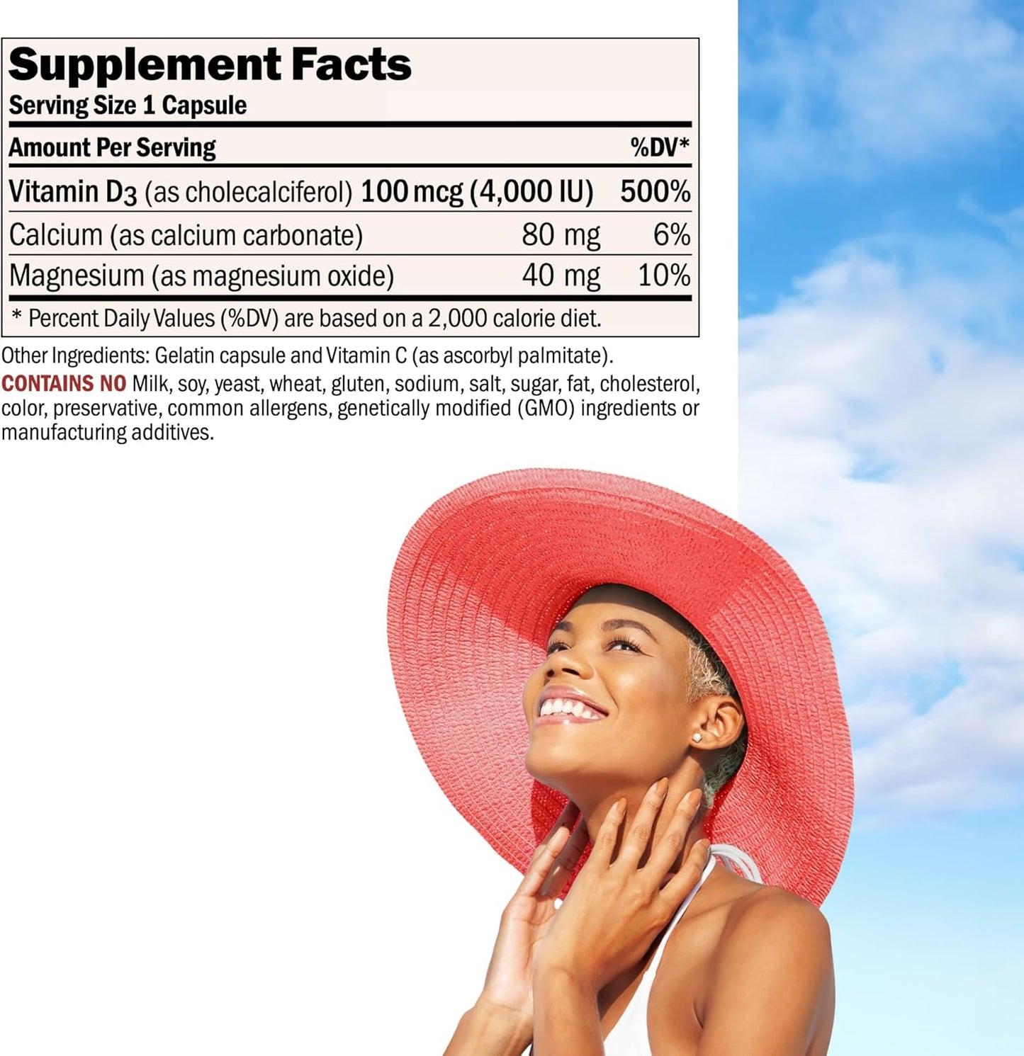 High Potency Vitamin D3 4000 IU Capsules - Supports Bone Health, Muscle Function, Immune System - 180ct