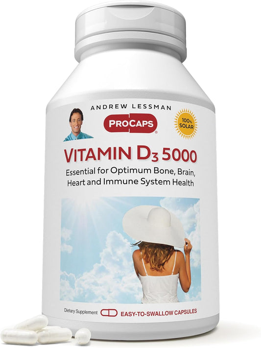 High Potency Vitamin D3 5000 IU Capsules - Essential for Bone Health, Muscle Function, Immune System - 360 Count