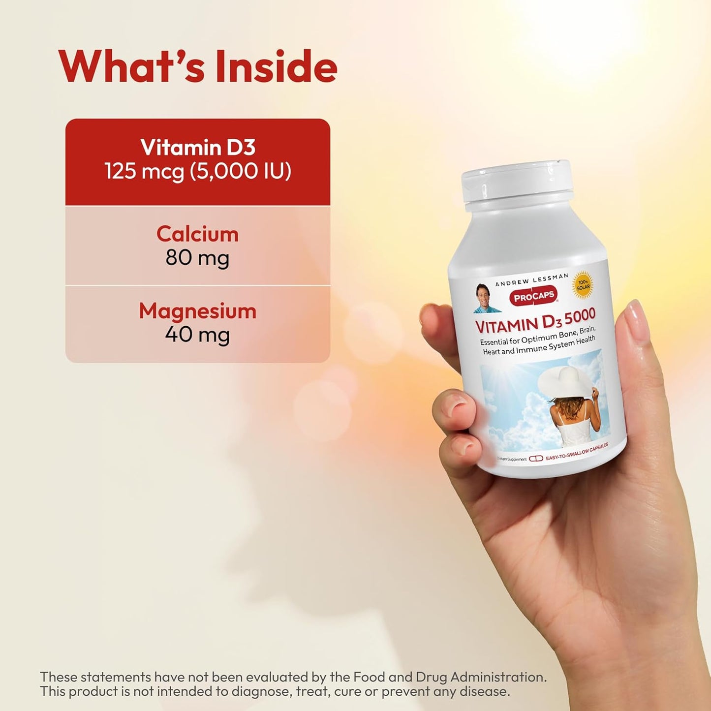 High Potency Vitamin D3 5000 IU Capsules for Bone Health, Muscle Function, and Immune Support - 720 Count Easy-to-Swallow Capsules by ANDREW LESSMAN