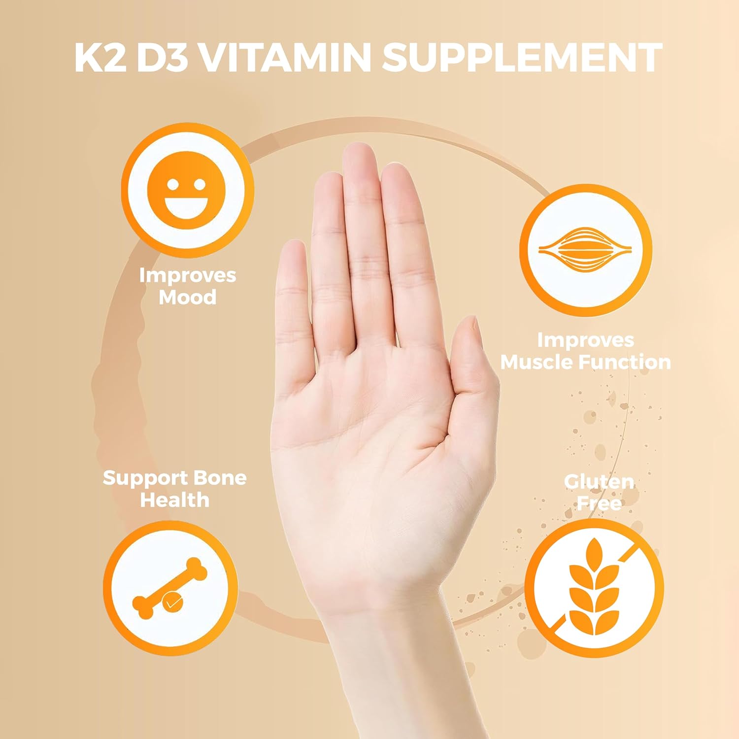 High Potency Vitamin D3 K2 Gel - 15000+ IU Per Pump - Bone & Joint Health, Immune Support - One Month Supply