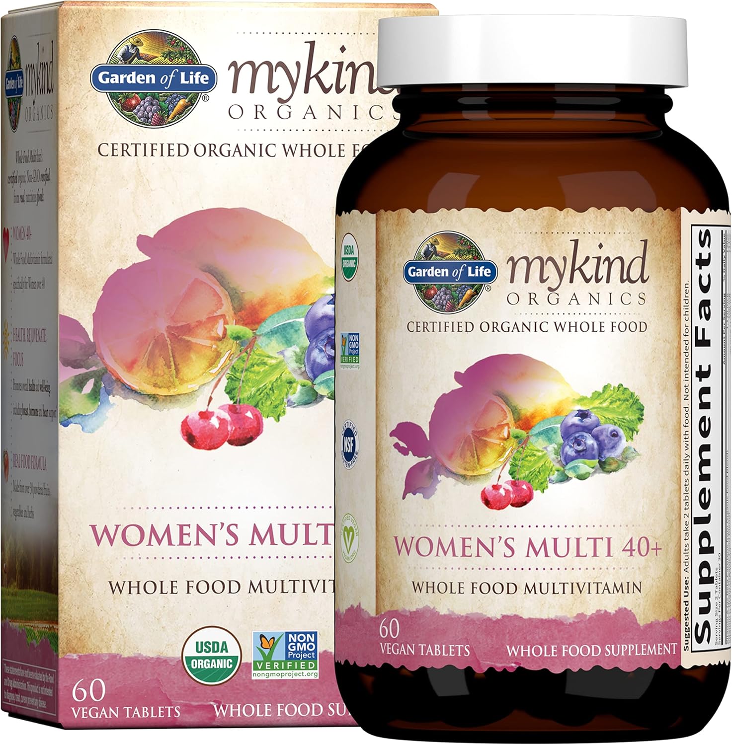 High Potency Women's Multivitamin 40+ with Zinc & Vitamin C - Vegan, Raw, Organic, 60 Tablets