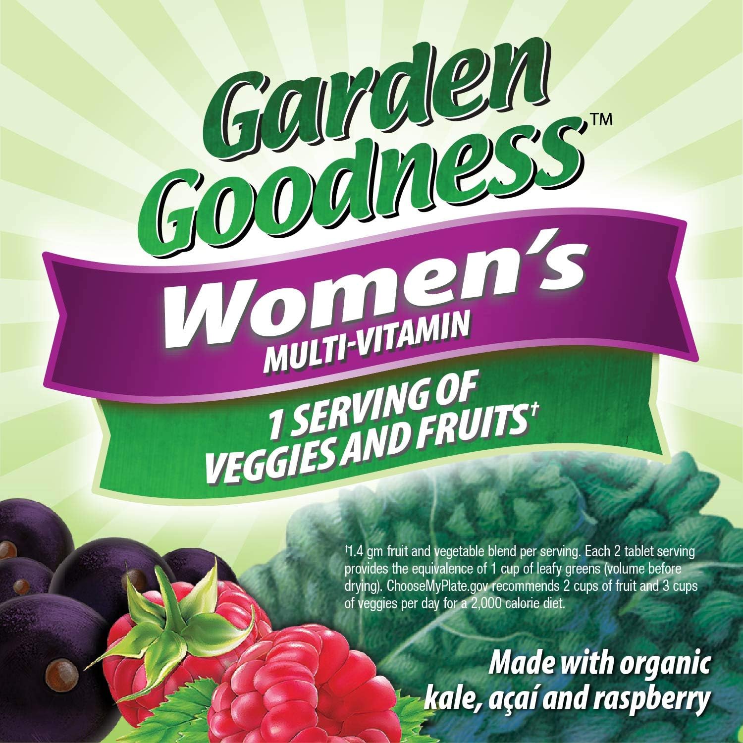 High-Potency Women's Multivitamin with B-Vitamins, 1 Serving of Veggies & Fruits, 60 Tablets by Nature's Way Alive! Garden Goodness