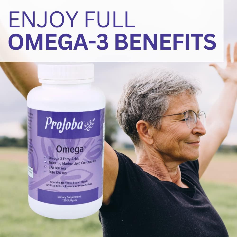 High-Potency Youngevity Projoba Omega™ Softgels - 1000mg Omega-3 with 180 EPA & 120 DHA for Brain and Heart Health - 120 Count