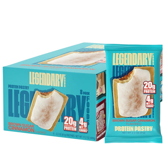 High Protein Brown Sugar Cinnamon Pastry Bars - 9-Pack Bundle, Keto Friendly, Gluten Free, No Sugar Added, Legendary Foods