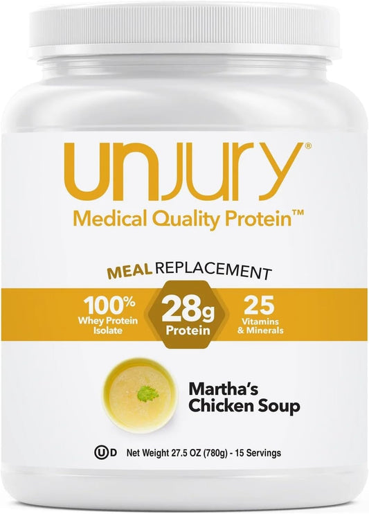 High Protein Chicken Soup Meal Replacement Powder - 28g Protein, 25 Vitamins & Minerals, Whey Isolate, Low Carb, Savory - 15 Servings