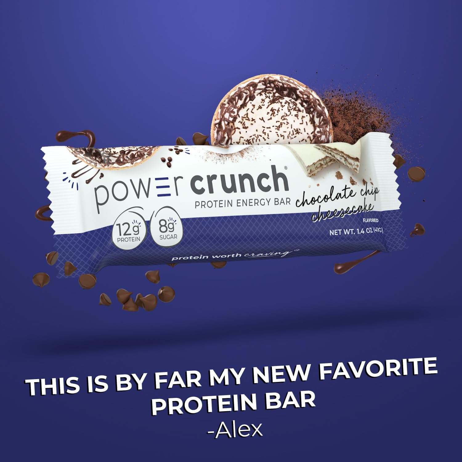 High Protein Chocolate Chip Cheesecake Wafer Bars, 1.4 oz (12 Pack) - Delicious Protein Snacks