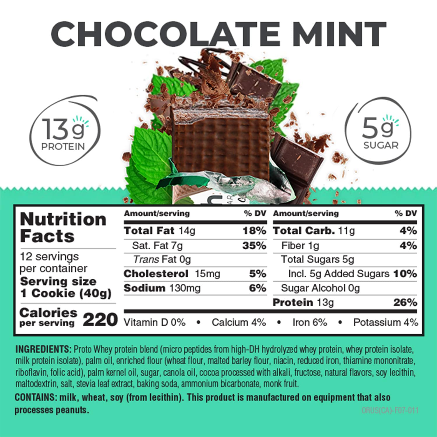High Protein Chocolate Mint Wafer Bars, 1.4 oz (12 Count) - Delicious Power Crunch Snacks
