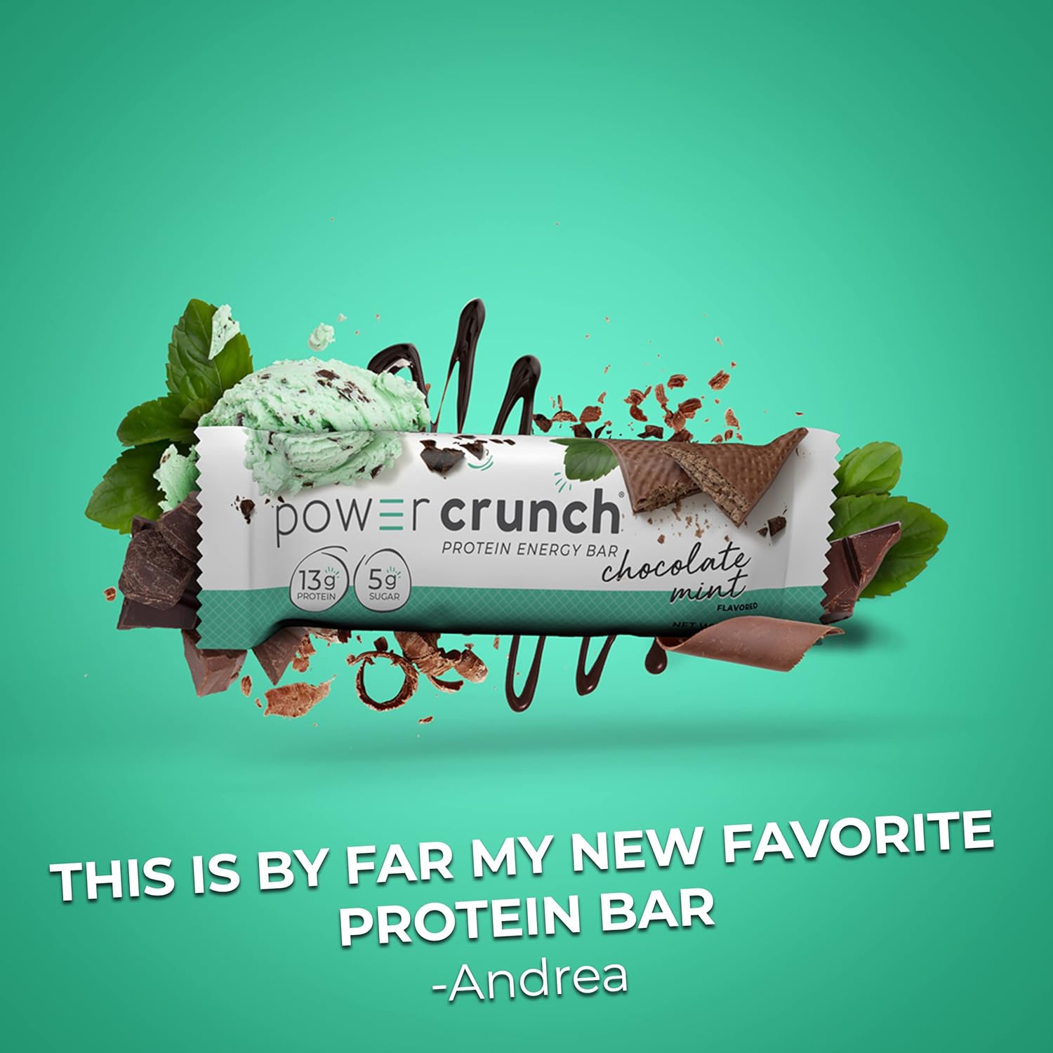 High Protein Chocolate Mint Wafer Bars, 1.4 oz (12 Count) - Delicious Power Crunch Snacks