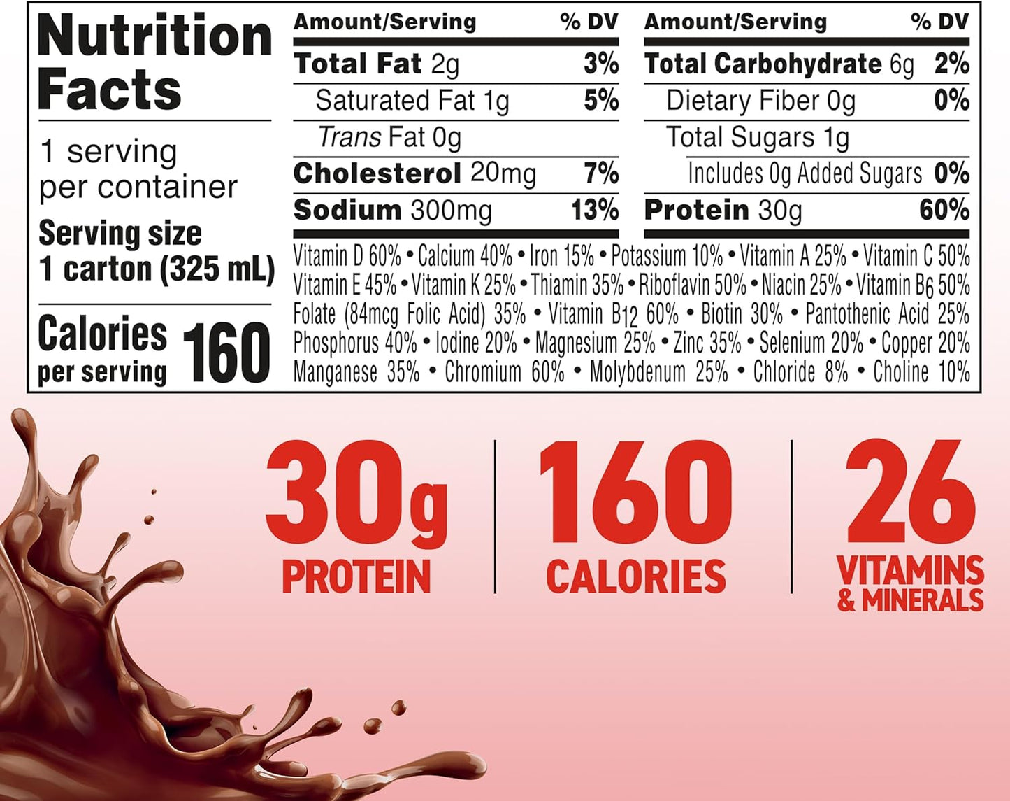 High Protein Chocolate Protein Shake Ready to Drink - 30g Protein, 26 Vitamins & Minerals, 1g Sugar - Muscle Recovery Support, Nutritional Drink - 11 fl oz (Pack of 18)
