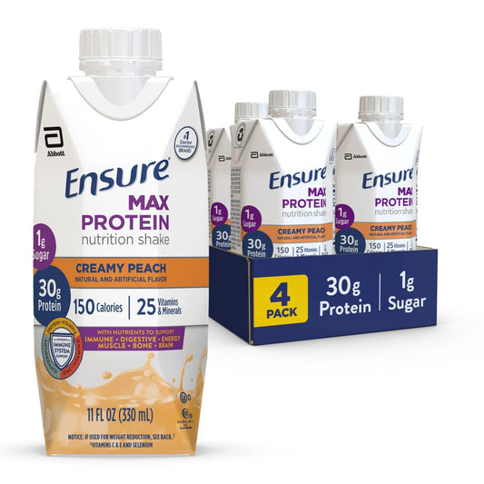 High-Protein Creamy Peach Nutrition Shake 4 Pack | 30g Protein, 1g Sugar, 4g Fiber Blend