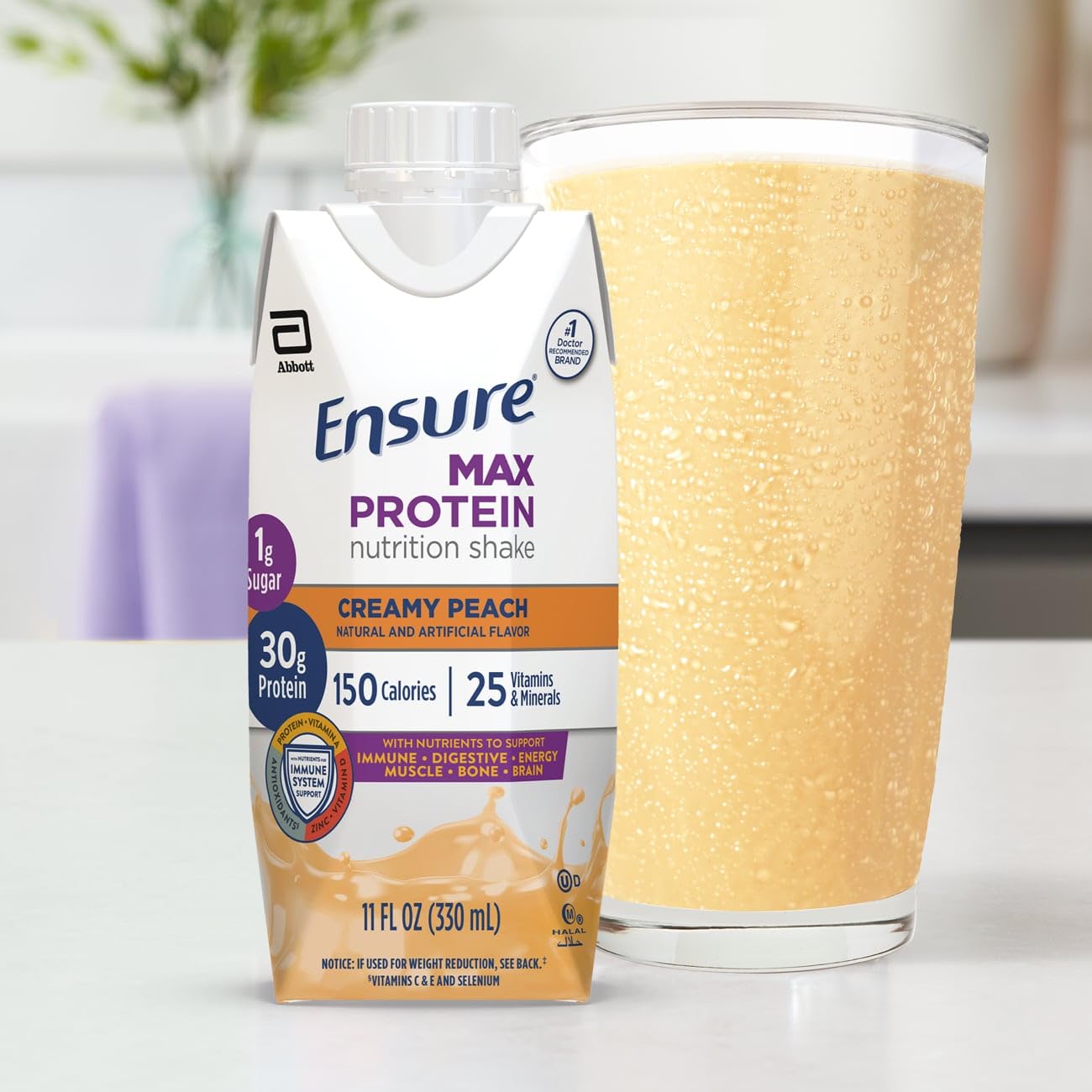 High-Protein Creamy Peach Nutrition Shake 4 Pack | 30g Protein, 1g Sugar, 4g Fiber Blend