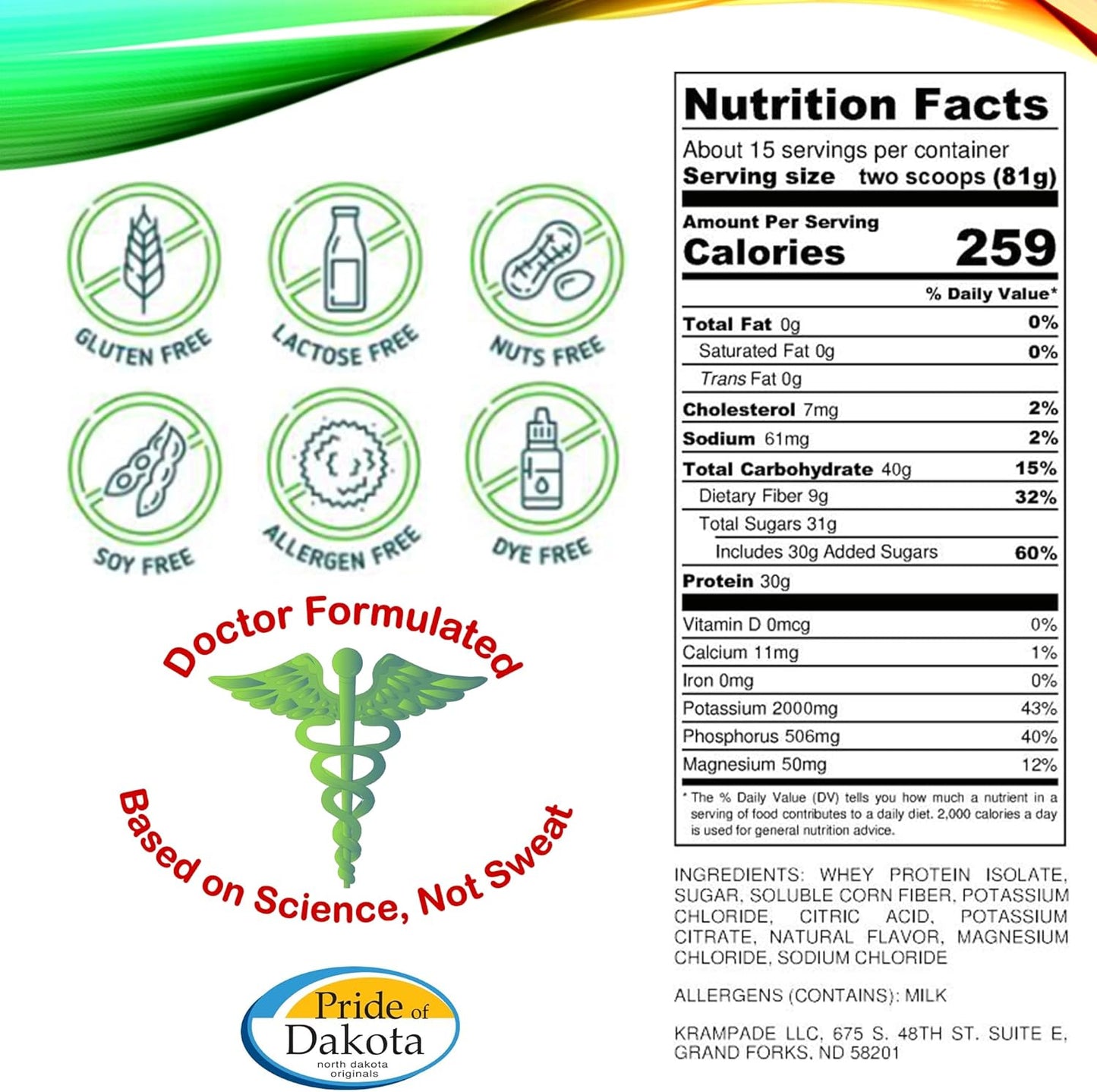 High-Protein Electrolyte Powder with Fiber, BCAAs, and Potassium | Krampade Supplement with Magnesium | Replenish Electrolytes & Boost Muscle Recovery