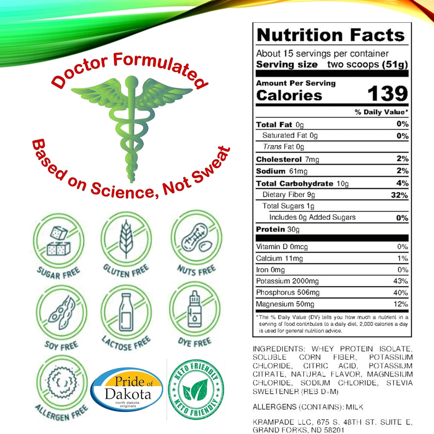 High-Protein Electrolyte Powder with Fiber, Potassium, and Magnesium | 30g Protein, 7g BCAA, 9g Fiber, 2,000mg Potassium | Replenish Electrolytes Fast!