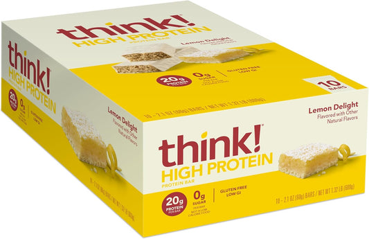 High Protein Lemon Delight Nutrition Bars - Gluten Free & Kosher Friendly - 10 Count Pack, 2.1 Oz Bars