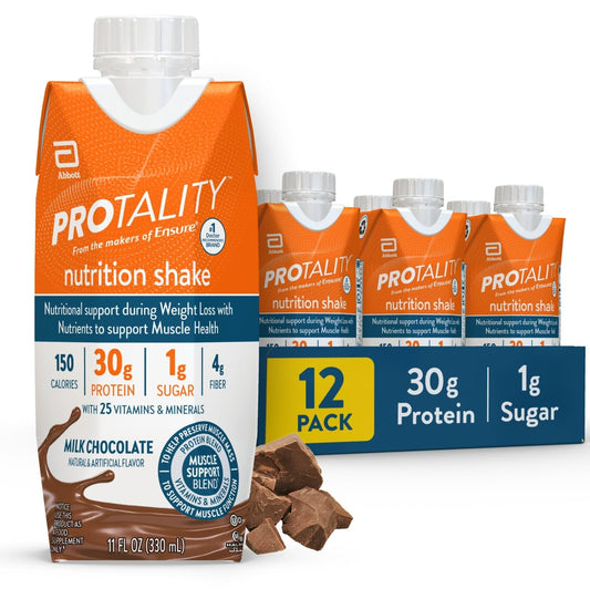 High Protein Milk Chocolate Shake for Weight Loss | 30g Protein, 1g Sugar | Muscle Health Support | 12 Pack