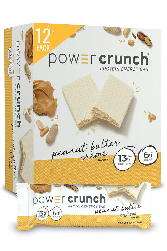 High Protein Peanut Butter Crème Wafer Bars, 1.4 oz (12 Count) - Delicious Power Crunch Snacks