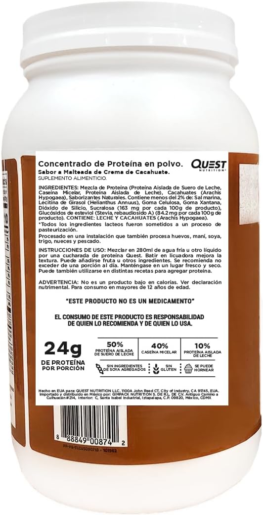 High Protein Peanut Butter Powder by Quest Nutrition - 23g Protein, 1g Sugar, Low Carb, Gluten Free - 3lb, 43 Servings