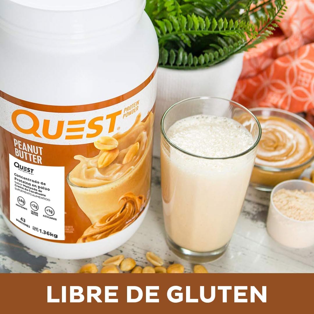 High Protein Peanut Butter Powder by Quest Nutrition - 23g Protein, 1g Sugar, Low Carb, Gluten Free - 3lb, 43 Servings