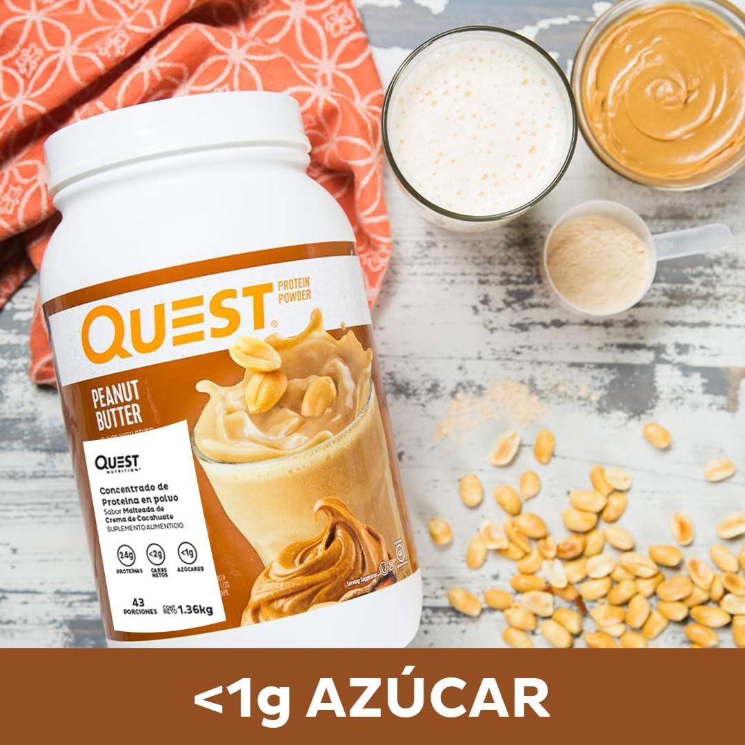 High Protein Peanut Butter Powder by Quest Nutrition - 23g Protein, 1g Sugar, Low Carb, Gluten Free - 3lb, 43 Servings