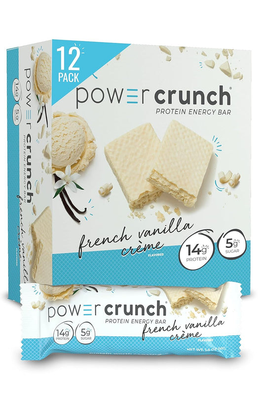 High Protein Power Crunch Wafer Bars - French Vanilla Creme Flavor, 1.4 oz (12 Pack)