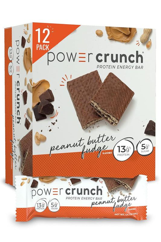 High Protein Power Crunch Wafer Bars - Peanut Butter Fudge Flavor, 1.4oz (12 Pack)