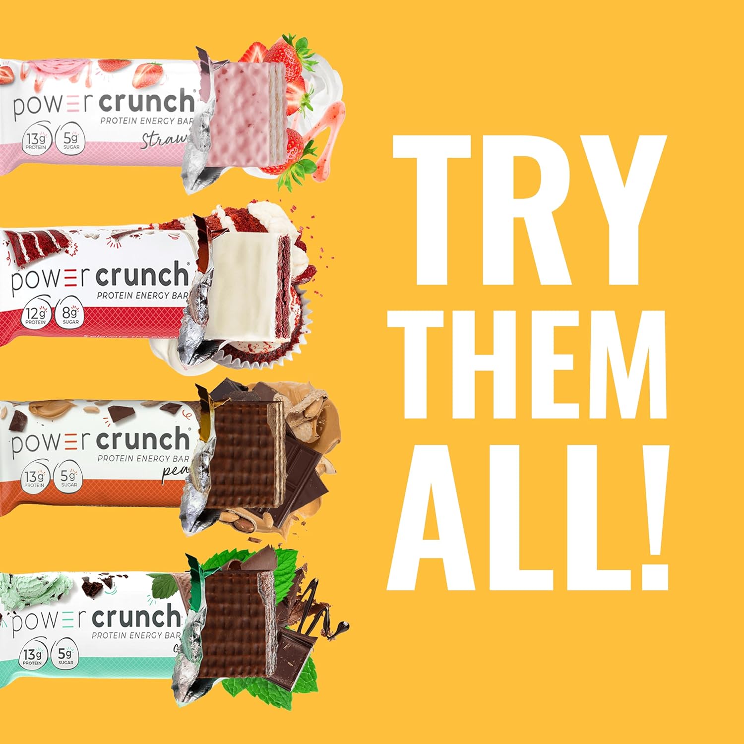 High Protein Power Crunch Wafer Bars - Peanut Butter Fudge Flavor, 1.4oz (12 Pack)
