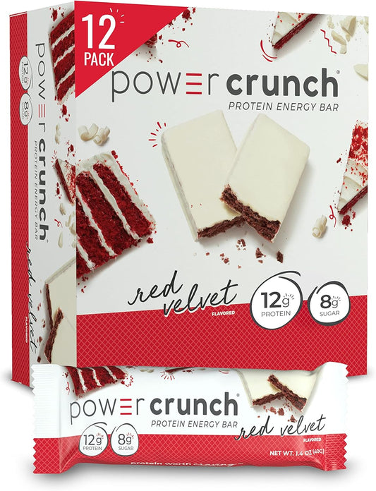 High Protein Red Velvet Wafer Bars, Delicious Snacks (12 Count) - Power Crunch