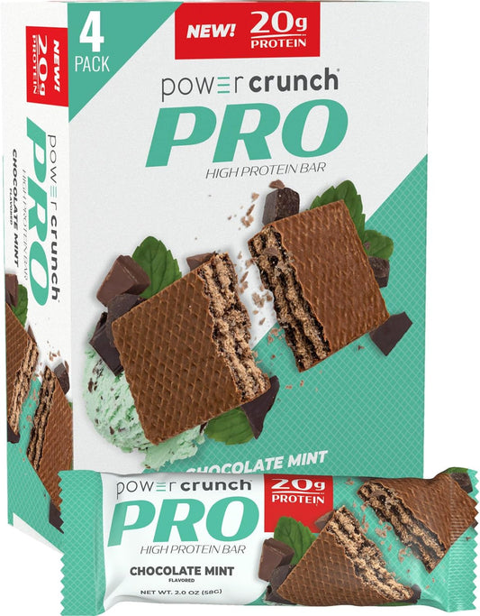 High Protein Snack: Power Crunch PRO Protein Wafer Bars, Chocolate Mint Flavor, 2.0 Ounce (4 Count)