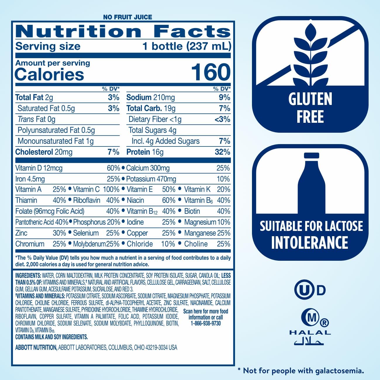 High Protein Strawberry Nutritional Shake, 16g Protein, Meal Replacement Shakes with Immune System Support Nutrients, 8 Fl Oz, Pack of 24