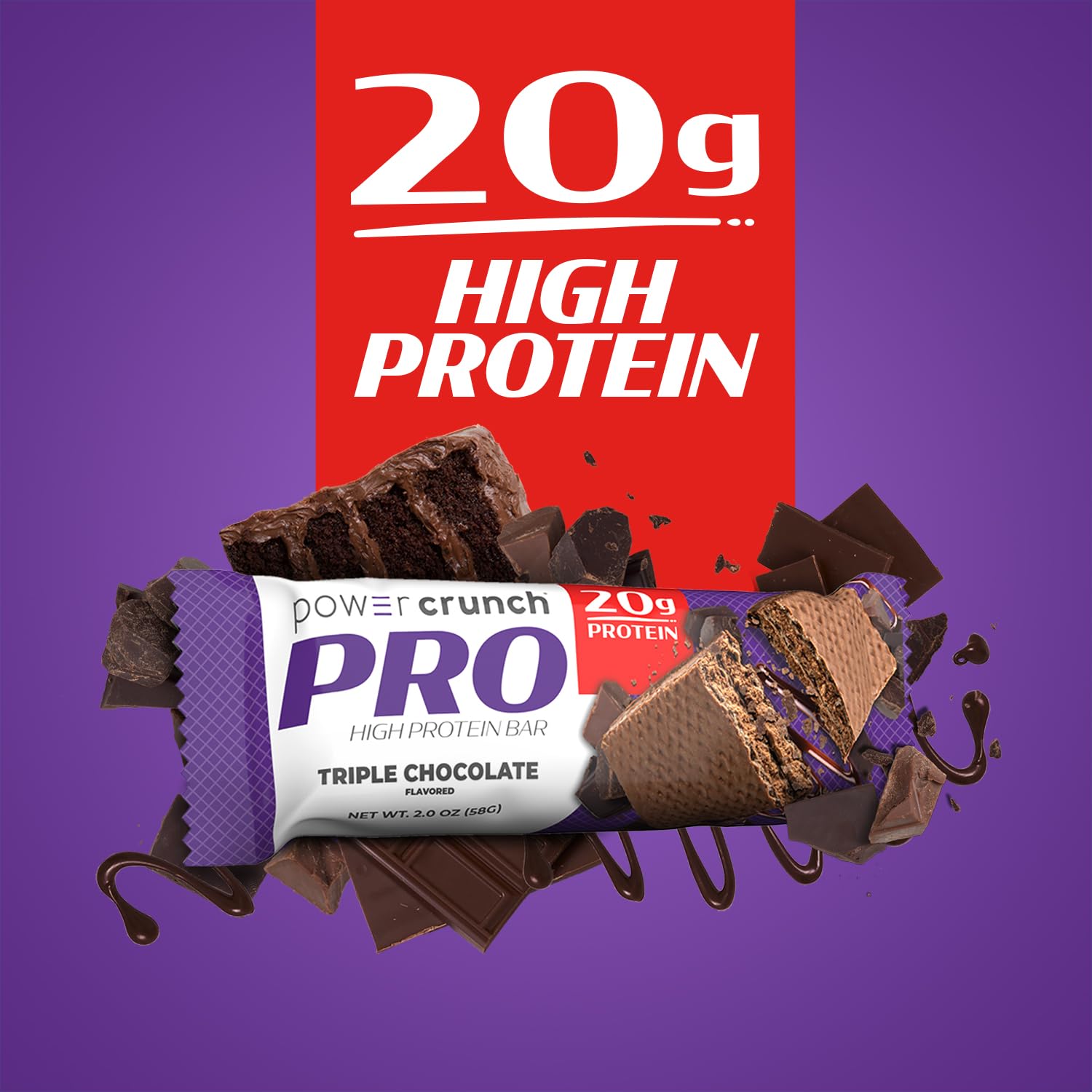 High Protein Triple Chocolate Power Crunch PRO Wafer Bars - 2.0 Ounce (4 Count)