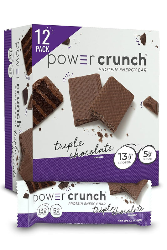 High Protein Triple Chocolate Power Crunch Wafer Bars - 12 Pack, 1.4 oz Delicious Snacks