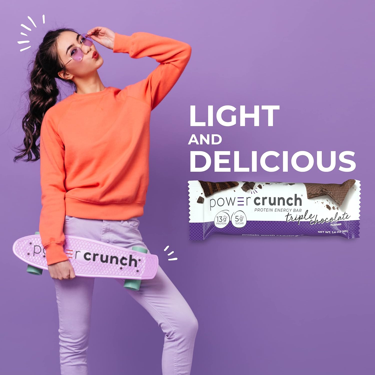 High Protein Triple Chocolate Power Crunch Wafer Bars - 12 Pack, 1.4 oz Delicious Snacks