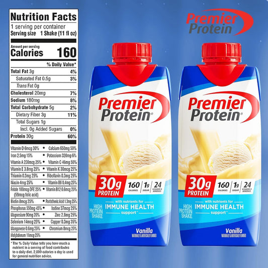 High Protein Vanilla Shake - 30g Protein, 160 Calories, 24 Vitamins & Minerals - JÁCLER Premier - Ready Set Gourmet - 1 Case (11 fl. oz, 10 pk) - Donate a Meal Program