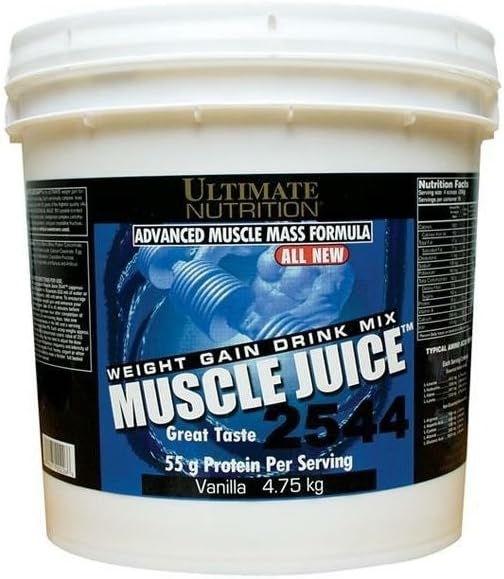 High Protein Vanilla Weight Gainer Powder - Ultimate Nutrition Muscle Juice 2544 - 55g Protein Per Serving - For Men and Women - 10.45lbs