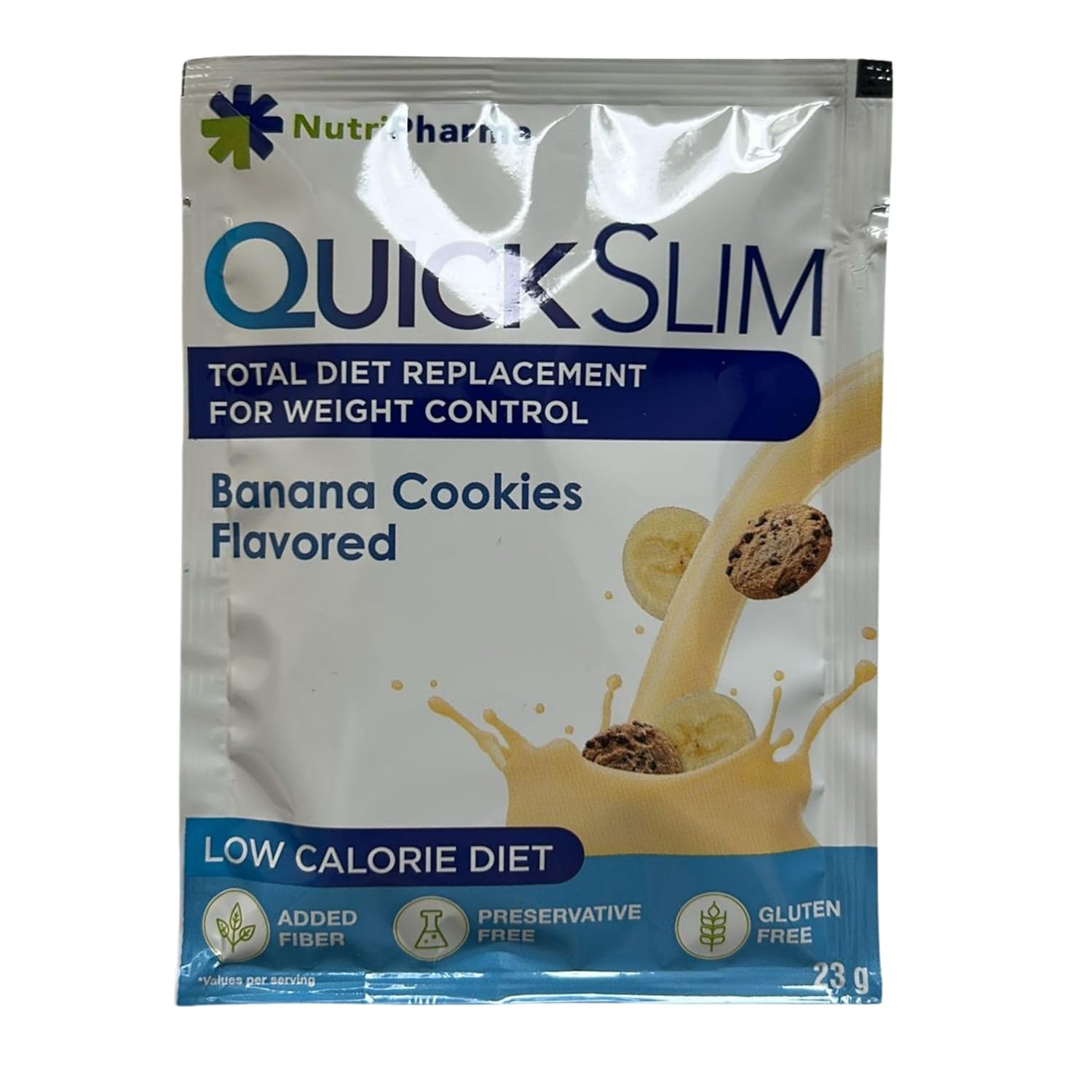 High Protein Weight Loss Shake Powder - Complete Meal Replacement for Women & Men, Low Carb, Intermittent Fasting, Keto, Gluten Free - Banana Cookies Flavor - 1 Serving