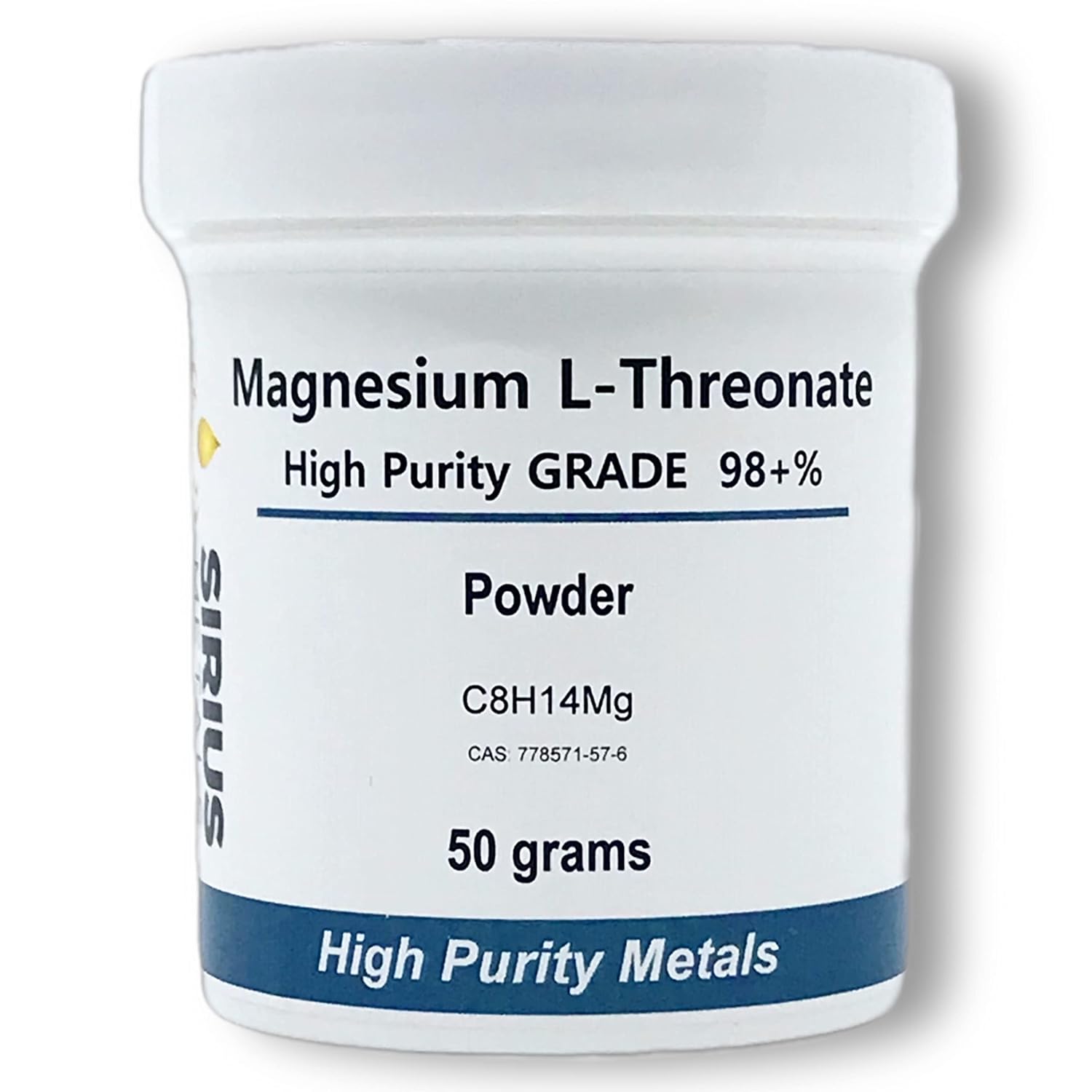 High Purity 50g Sirius Metals Magnesium L-Threonate Supplement