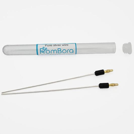 High Purity 99.99% Silver Wire with Connector | Certificate Included | 12 Gauge 6" Length | For Bora Colloidal Silver Generator
