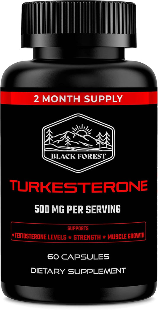 High Purity Black Forest Turkesterone Capsules - 95% Extract, 2-Month Supply, 500mg - Boost Strength & Muscle Growth like Ecdysterone