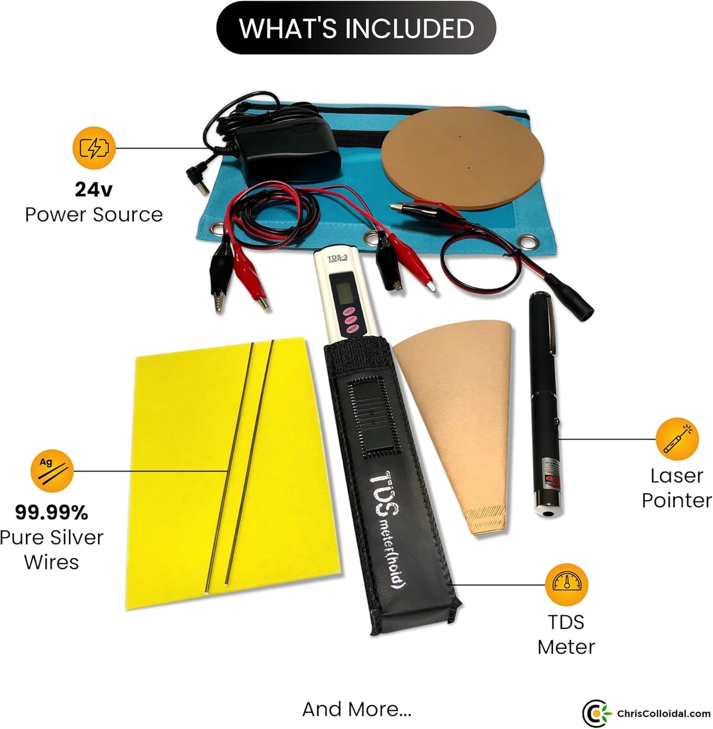 High-Purity Chris Colloidal Silver Generator Kit - Easy DIY Setup with Pure Wire - Just Add Water!