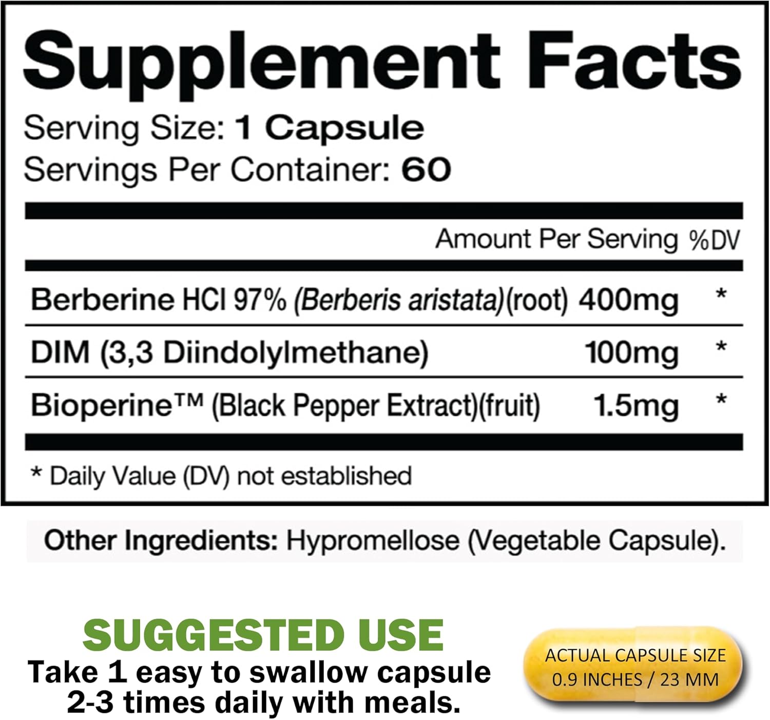 High Purity Dimberine DIM & Berberine Formula for Enhanced Absorption - 60 Capsules