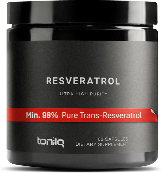 High Purity Resveratrol Capsules - 98% Trans-Resveratrol - Highly Purified and Bioavailable - 60 Capsules