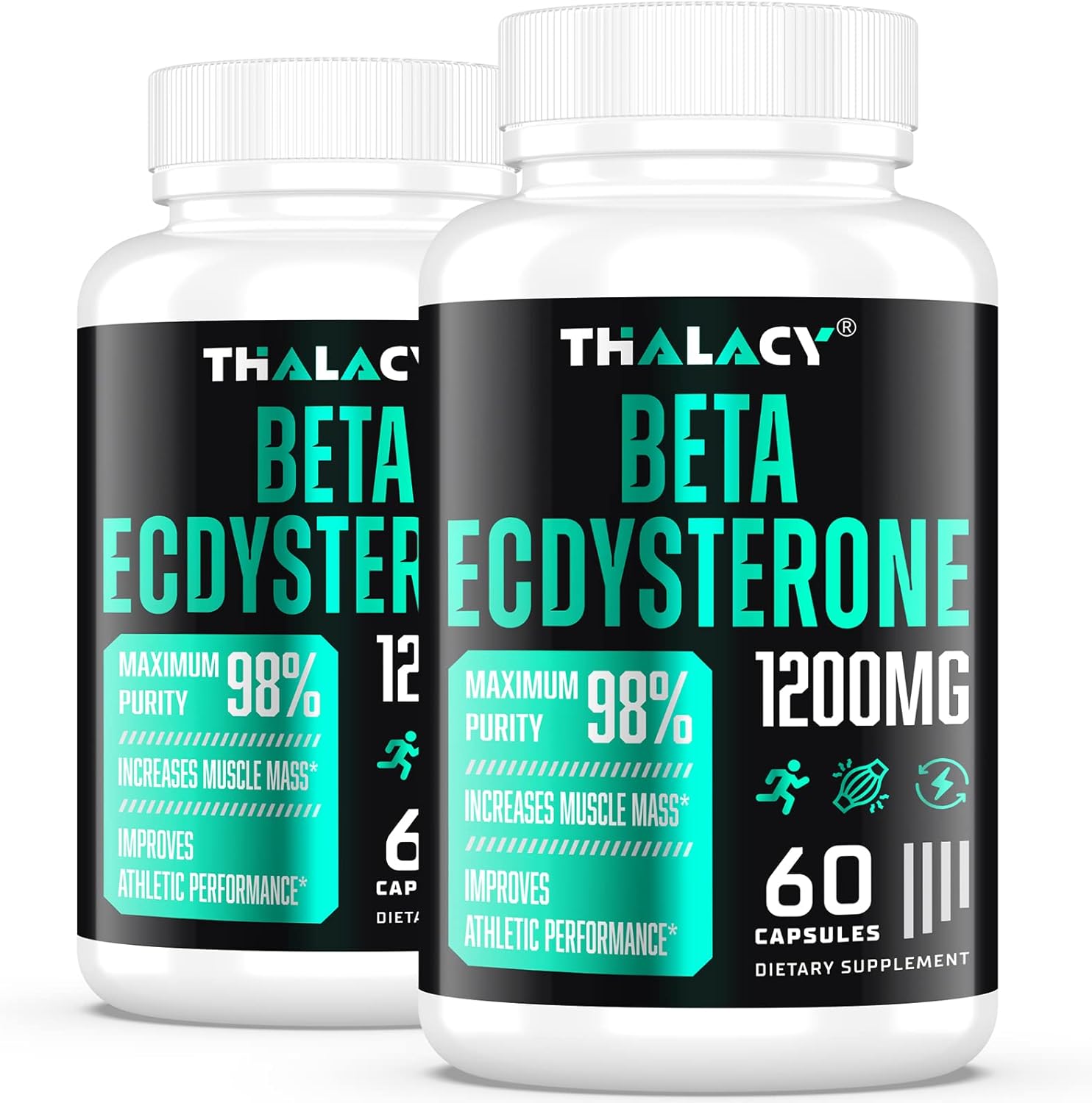 High Purity Thalacy 1200MG Beta Ecdysterone Supplement for Lean Muscle Mass - 120 Capsules
